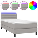 Sommier à lattes de lit matelas LED Gris clair 100x200 cm Tissu