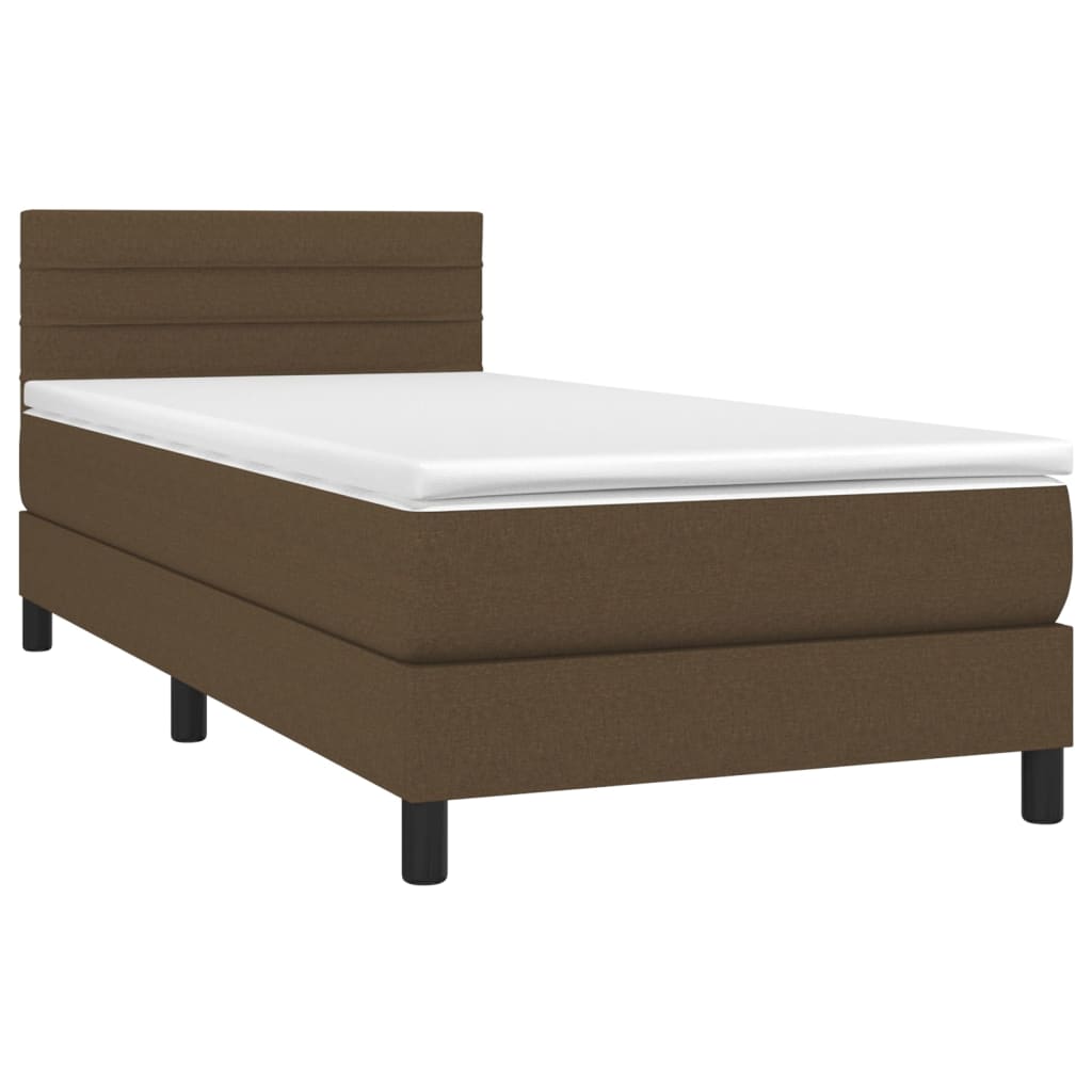 Sommier à lattes de lit matelas et LED Marron foncé 100x200 cm