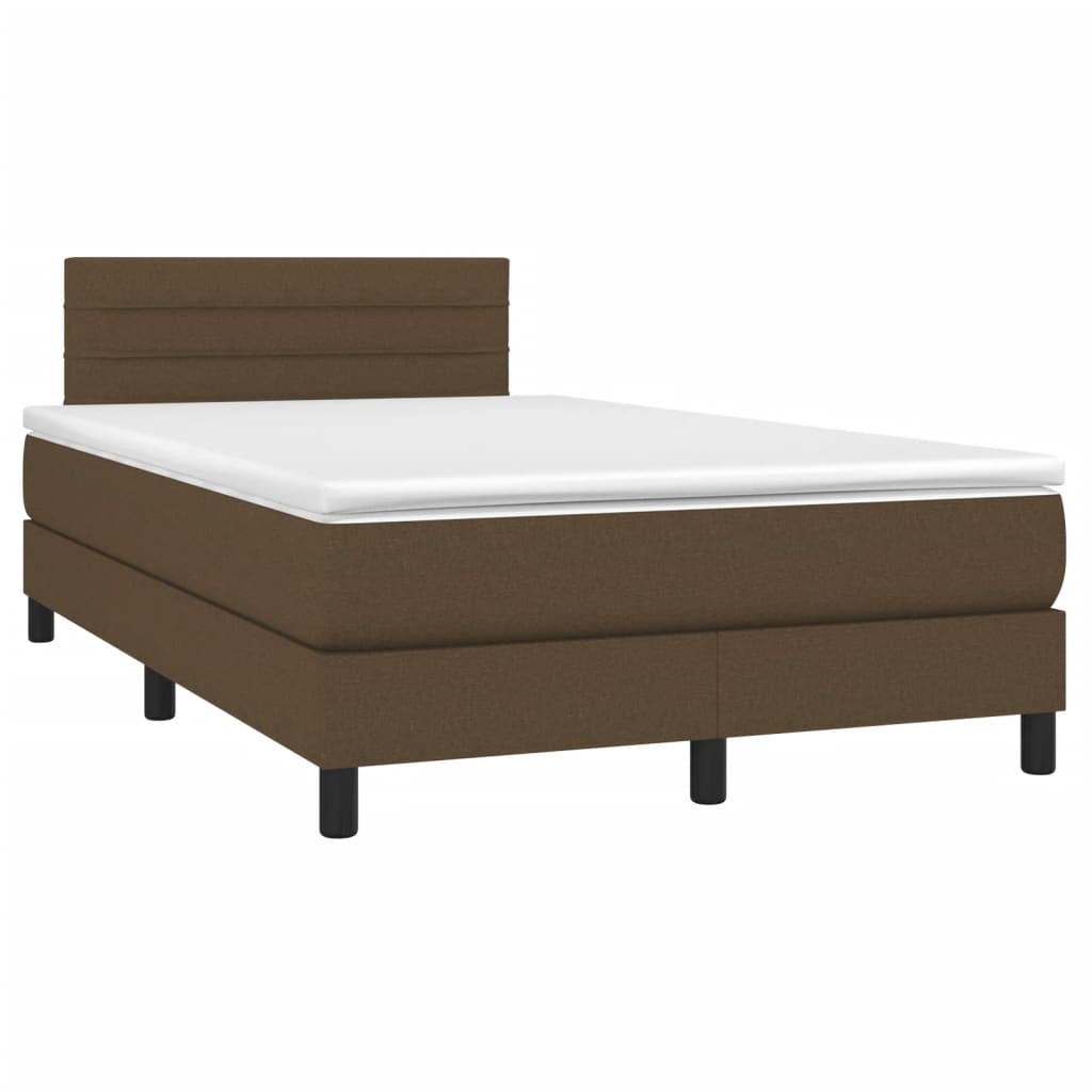 Sommier à lattes de lit matelas et LED Marron foncé 120x200 cm