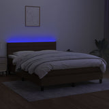 Sommier à lattes de lit matelas et LED Marron foncé 140x190 cm