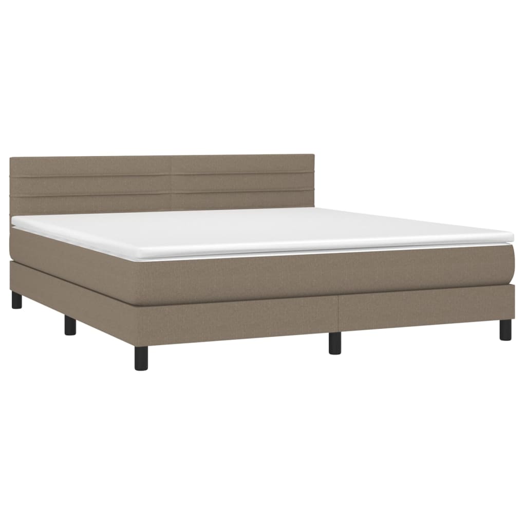 Sommier à lattes de lit avec matelas LED Taupe 180x200 cm Tissu