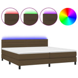 Sommier à lattes de lit matelas et LED Marron foncé 200x200 cm