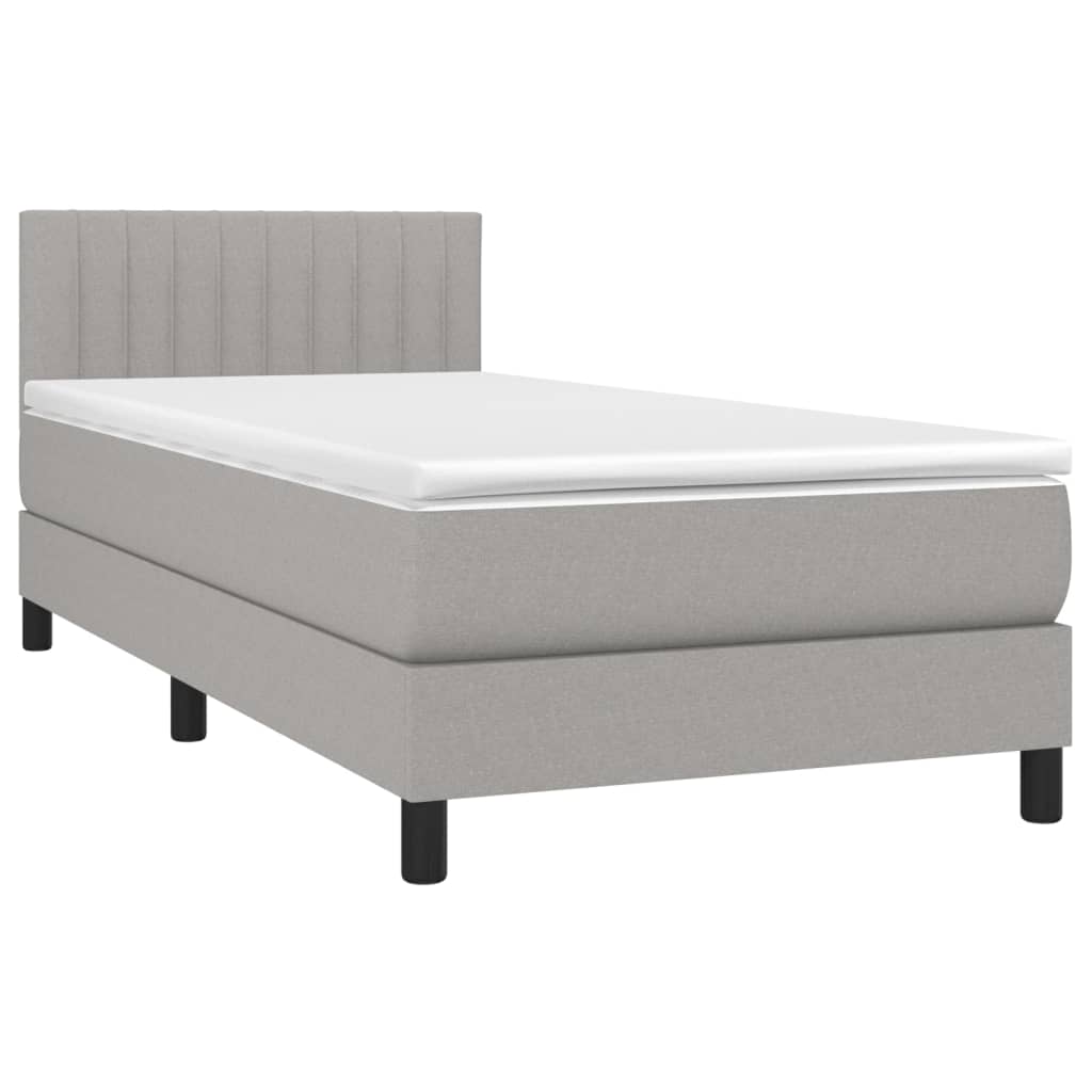 Sommier à lattes de lit avec matelas et LED Gris clair 90x190cm