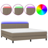 Sommier à lattes de lit avec matelas LED Taupe 180x200 cm Tissu