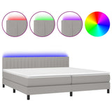 Sommier à lattes de lit matelas LED Gris clair 200x200 cm Tissu