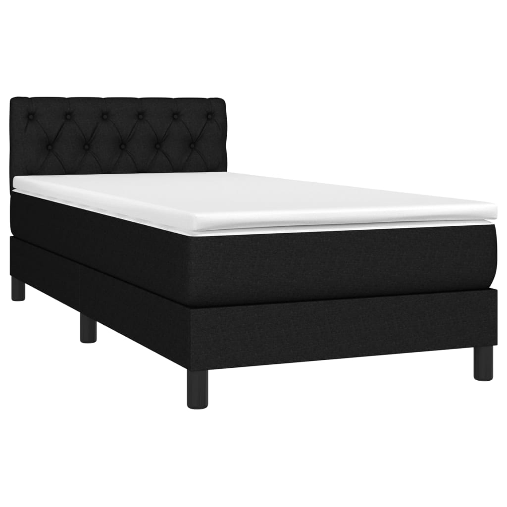 Sommier à lattes de lit avec matelas et LED Noir 80x200cm Tissu