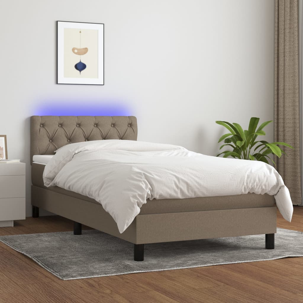 Sommier à lattes de lit avec matelas LED Taupe 80x200 cm Tissu