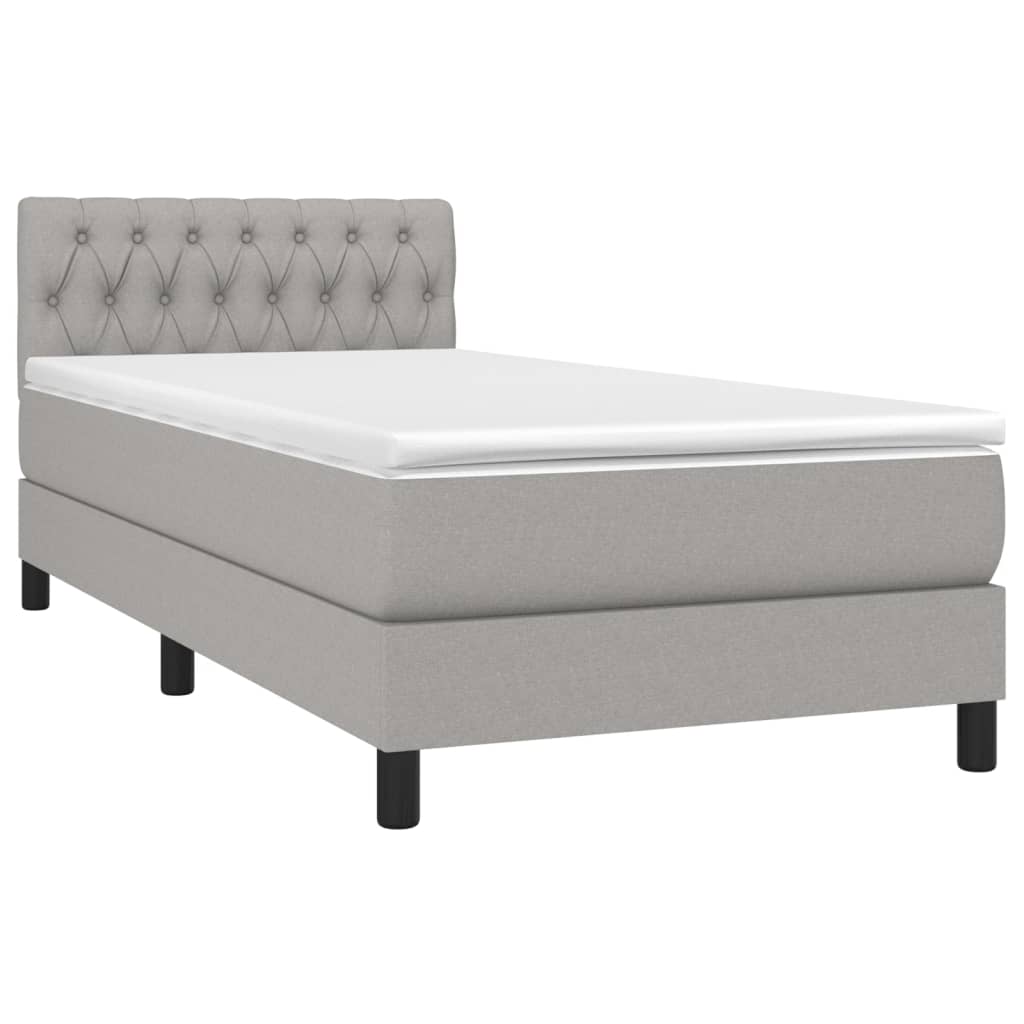 Sommier à lattes de lit avec matelas et LED Gris clair 90x190cm