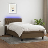 Sommier à lattes de lit et matelas et LED Marron foncé 90x190cm