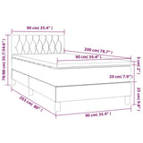 Sommier à lattes de lit avec matelas et LED Bleu 90x200cm Tissu