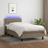 Sommier à lattes de lit avec matelas LED Taupe 100x200 cm Tissu