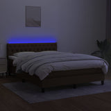 Sommier à lattes de lit matelas et LED Marron foncé 140x190 cm