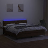 Sommier à lattes de lit matelas et LED Marron foncé 160x200 cm