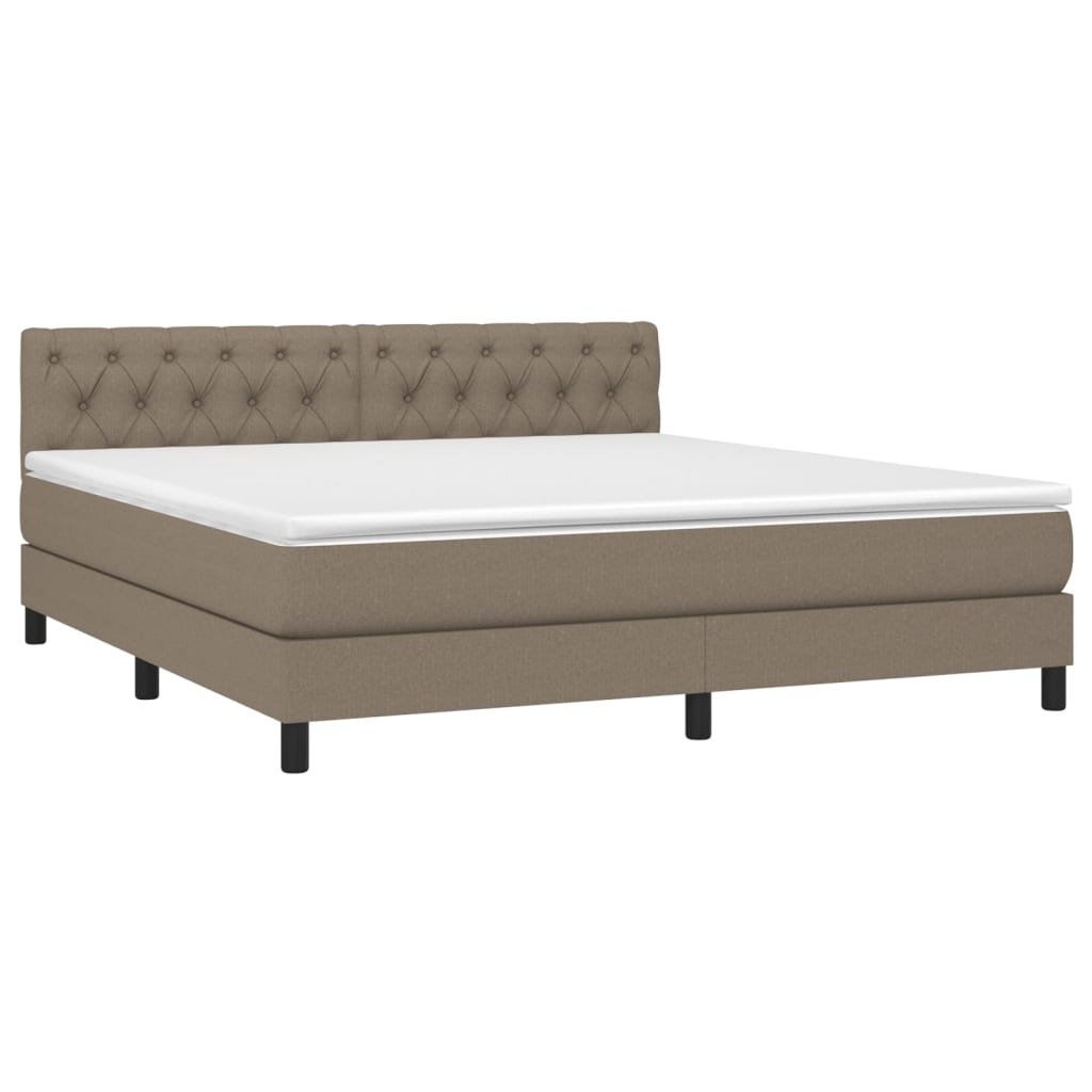 Sommier à lattes de lit avec matelas LED Taupe 160x200 cm Tissu