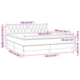 Sommier à lattes de lit avec matelas LED Taupe 160x200 cm Tissu