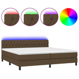 Sommier à lattes de lit matelas et LED Marron foncé 200x200 cm