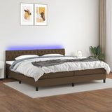 Sommier à lattes de lit matelas et LED Marron foncé 200x200 cm