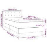 Sommier à lattes de lit avec matelas et LED Noir 80x200cm Tissu