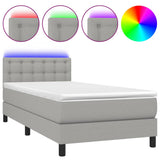 Sommier à lattes de lit matelas LED Gris clair 100x200 cm Tissu