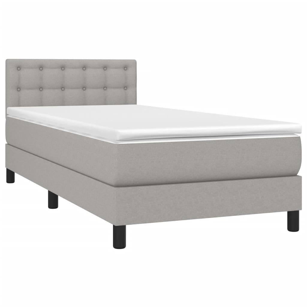 Sommier à lattes de lit matelas LED Gris clair 100x200 cm Tissu