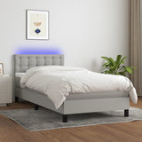 Sommier à lattes de lit matelas LED Gris clair 100x200 cm Tissu