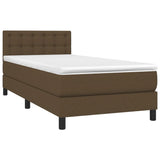 Sommier à lattes de lit matelas et LED Marron foncé 100x200cm