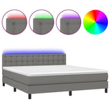 Sommier à lattes de lit matelas LED Gris foncé 160x200 cm Tissu