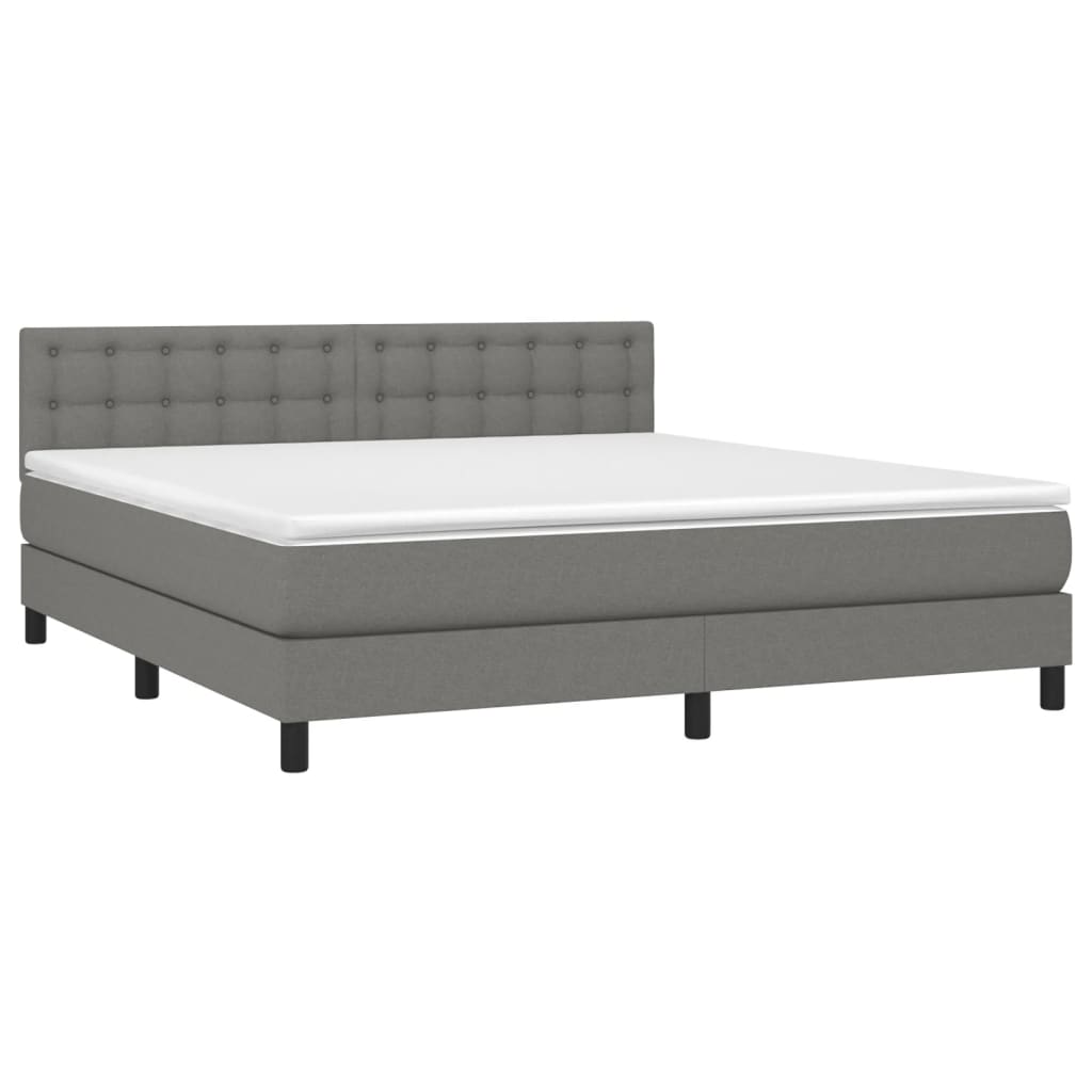 Sommier à lattes de lit matelas LED Gris foncé 160x200 cm Tissu