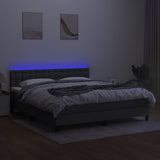 Sommier à lattes de lit matelas LED Gris foncé 160x200 cm Tissu