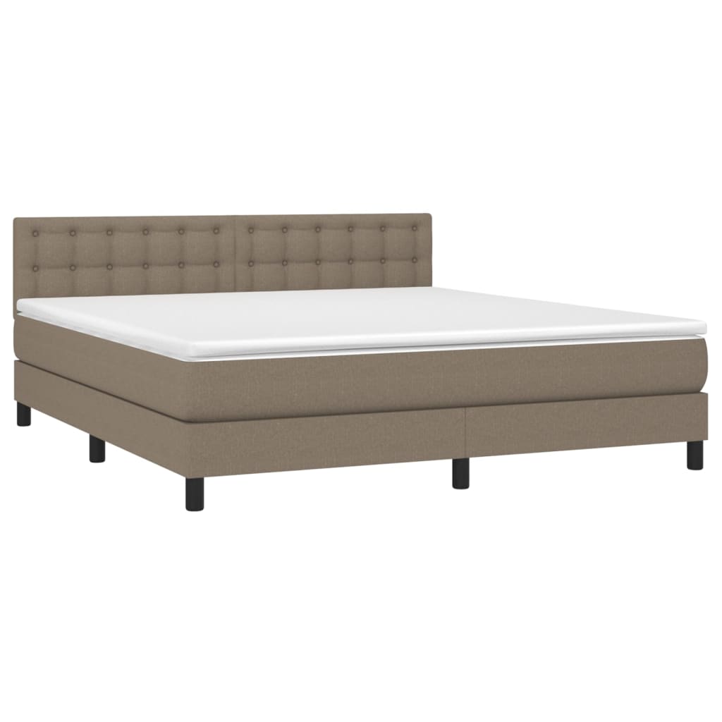 Sommier à lattes de lit avec matelas LED Taupe 160x200 cm Tissu