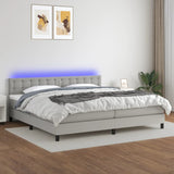 Sommier à lattes de lit matelas LED Gris clair 200x200 cm Tissu