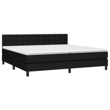 Sommier à lattes de lit et matelas et LED Noir 200x200 cm Tissu