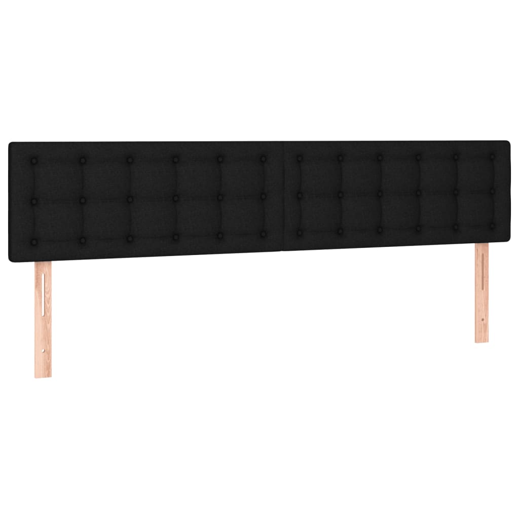 Sommier à lattes de lit et matelas et LED Noir 200x200 cm Tissu