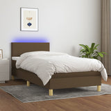 Sommier à lattes de lit et matelas et LED Marron foncé 90x190cm