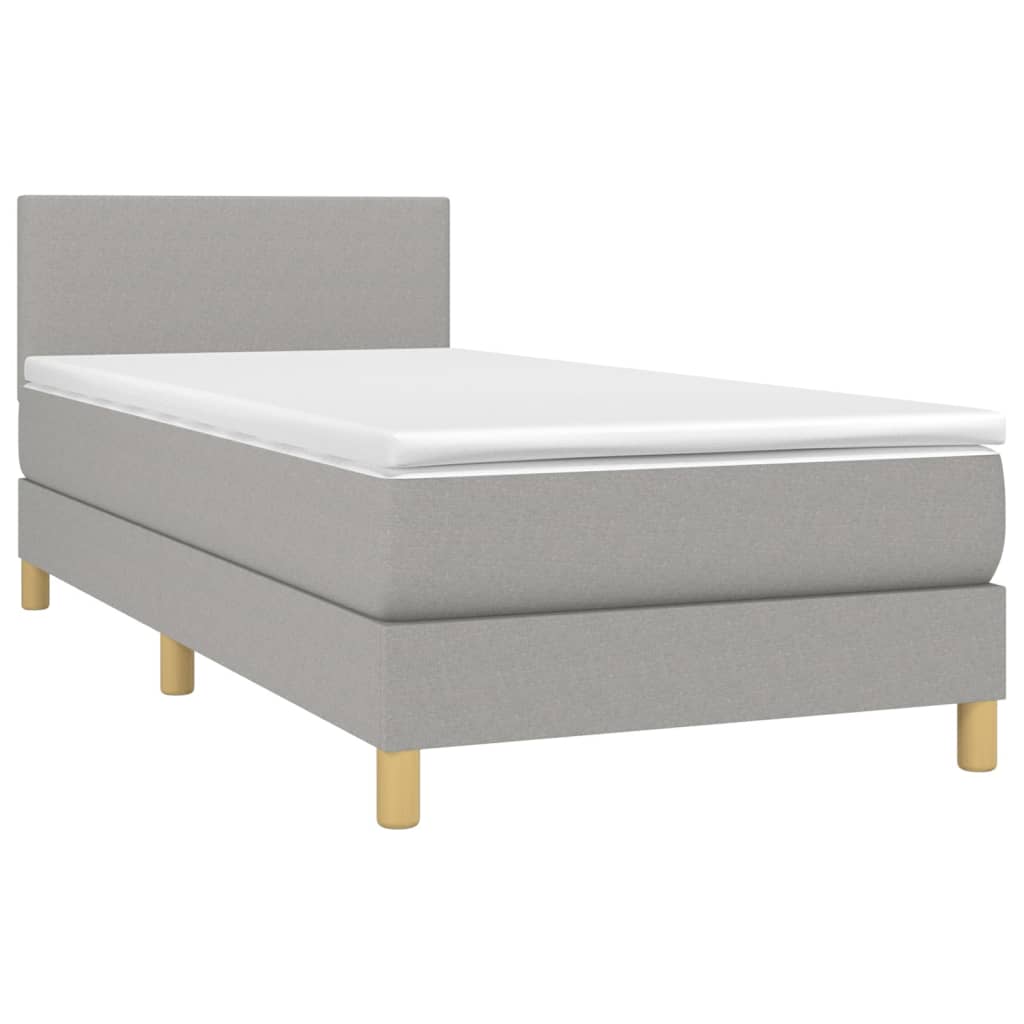 Sommier à lattes de lit matelas LED Gris clair 100x200 cm Tissu