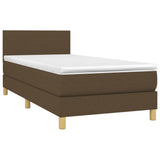 Sommier à lattes de lit matelas et LED Marron foncé 100x200 cm