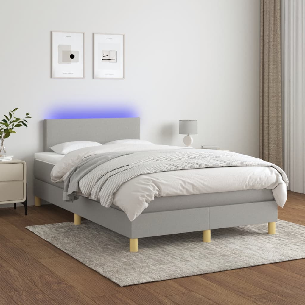 Sommier à lattes de lit matelas LED Gris clair 120x200 cm Tissu