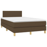 Sommier à lattes de lit matelas et LED Marron foncé 120x200 cm