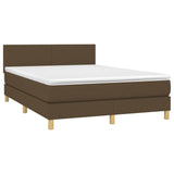 Sommier à lattes de lit matelas et LED Marron foncé 140x190 cm