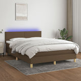 Sommier à lattes de lit matelas et LED Marron foncé 140x200 cm