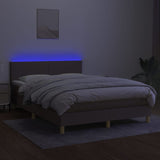 Sommier à lattes de lit avec matelas LED Taupe 140x200 cm Tissu