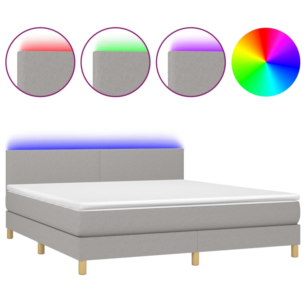 Sommier à lattes de lit matelas LED Gris clair 160x200 cm Tissu