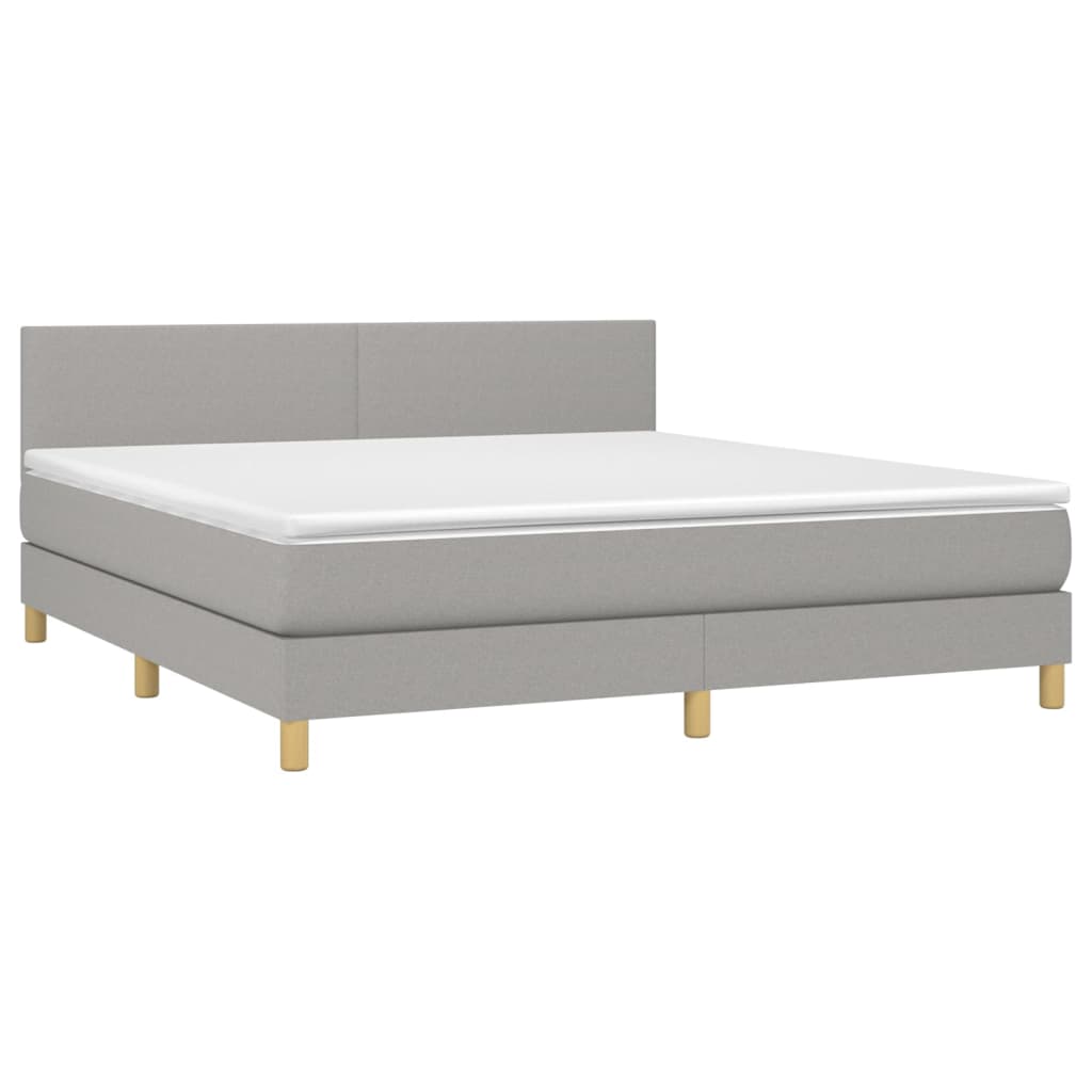 Sommier à lattes de lit matelas LED Gris clair 160x200 cm Tissu