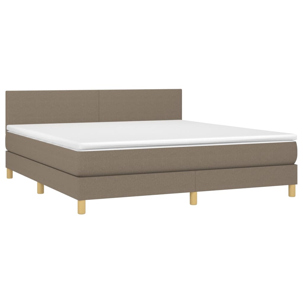 Sommier à lattes de lit avec matelas LED Taupe 180x200 cm Tissu