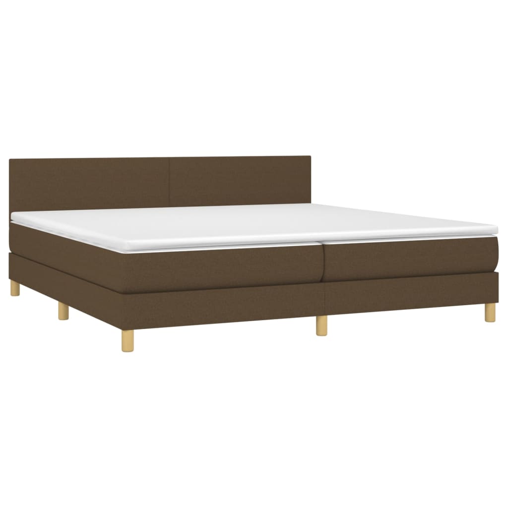 Sommier à lattes de lit matelas et LED Marron foncé 200x200 cm