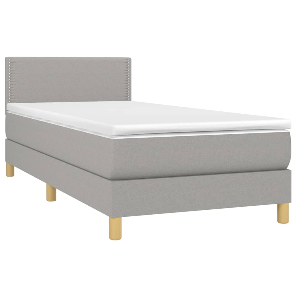 Sommier à lattes de lit avec matelas et LED Gris clair 80x200cm