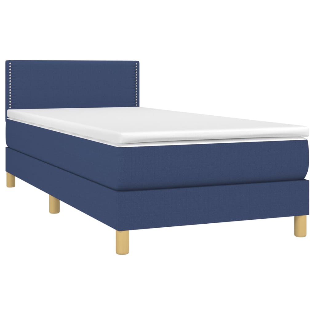 Sommier à lattes de lit avec matelas et LED Bleu 80x200cm Tissu