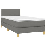 Sommier à lattes de lit avec matelas et LED Gris foncé 90x190cm