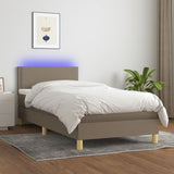 Sommier à lattes de lit avec matelas LED Taupe 90x190 cm Tissu