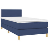 Sommier à lattes de lit avec matelas et LED Bleu 90x190cm Tissu